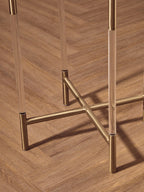 Gold Finish and Acrylic Round Side Table