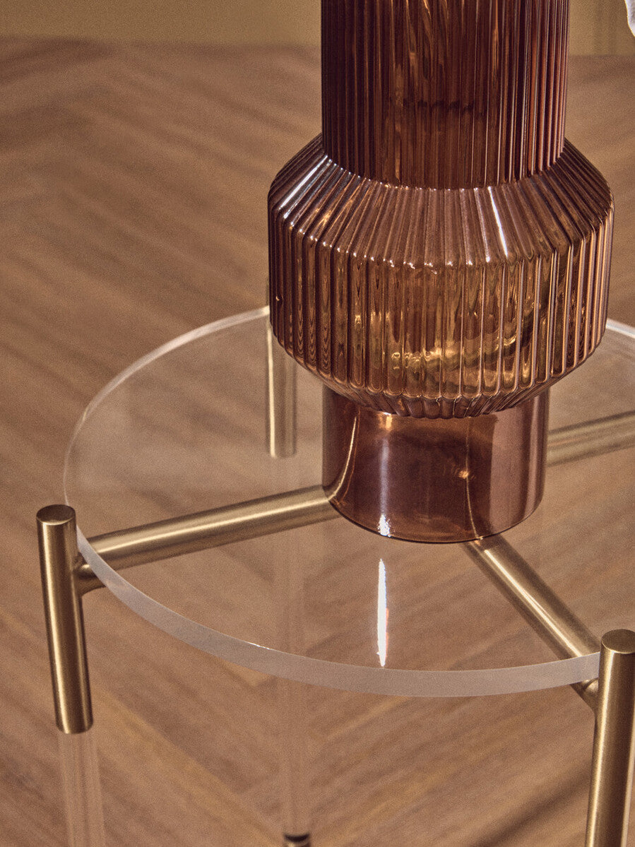 Gold Finish and Acrylic Round Side Table