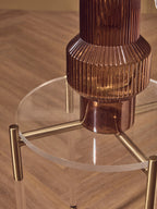 Gold Finish and Acrylic Round Side Table