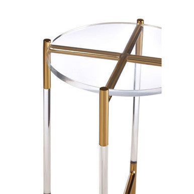 Gold Finish and Acrylic Round Side Table