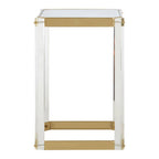Gold Finish and Acrylic Side Table with Mirrored Top