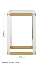 Gold Finish and Acrylic Side Table with Mirrored Top