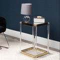 Gold Finish and Acrylic Side Table with Mirrored Top