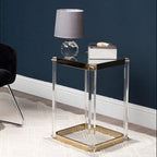 Gold Finish and Acrylic Side Table with Mirrored Top