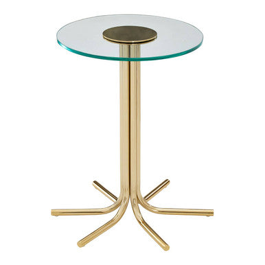 Gold Finish Side Table with Clear Glass Top