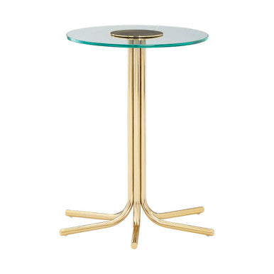 Gold Finish Side Table with Clear Glass Top
