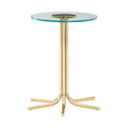Gold Finish Side Table with Clear Glass Top