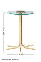 Gold Finish Side Table with Clear Glass Top