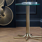 Gold Finish Side Table with Clear Glass Top