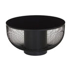 Black Glass and Metal Round Coffee Table with Cylindrical Base