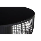 Black Glass and Metal Round Coffee Table with Cylindrical Base