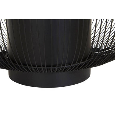 Black Glass and Metal Round Coffee Table with Cylindrical Base