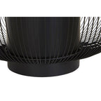 Black Glass and Metal Round Coffee Table with Cylindrical Base