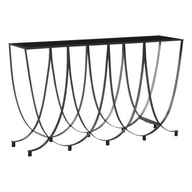 Black Glass Top Console Table