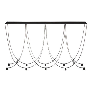 Black Glass Top Console Table