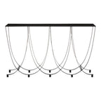 Black Glass Top Console Table