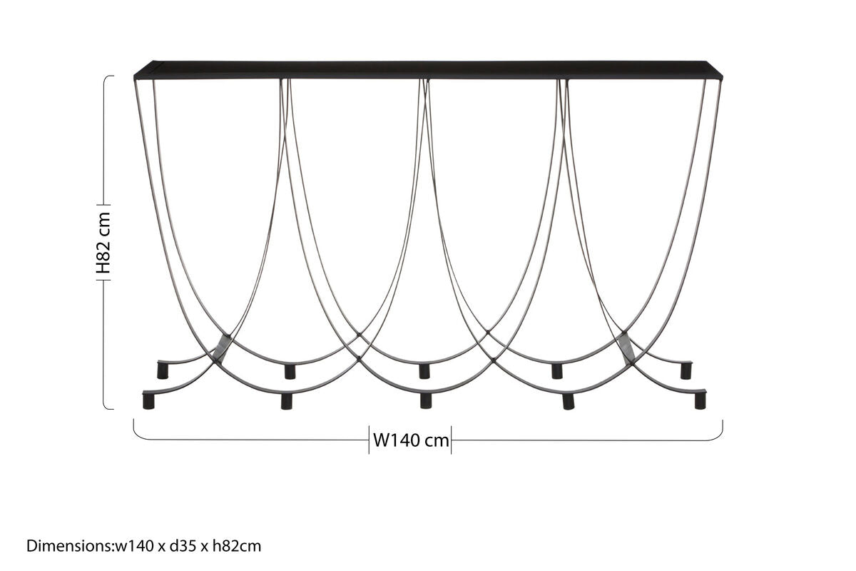 Black Glass Top Console Table