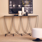 Black Glass Top Console Table