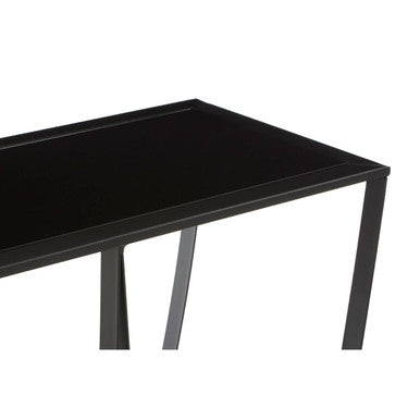 Black Glass Top Console Table