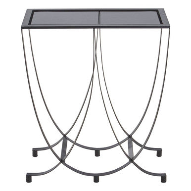 Grey Glass and Black Finish Console Table