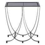 Grey Glass and Black Finish Console Table