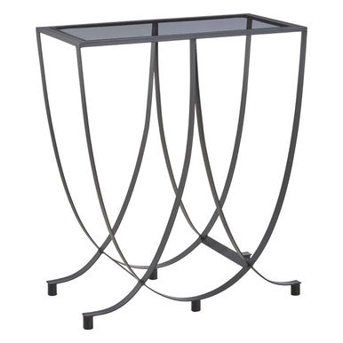 Grey Glass and Black Finish Console Table