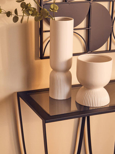 Grey Glass and Black Finish Console Table