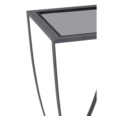 Grey Glass and Black Finish Console Table
