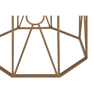 Black Glass and Copper Finish Set of 2 Hexagon Side Tables