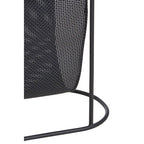 Grey Glass Top Side Table with Black Metal Frame and Hanging Mesh Shelf