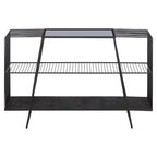 Grey Glass and Black Finish Wireframe Console Table