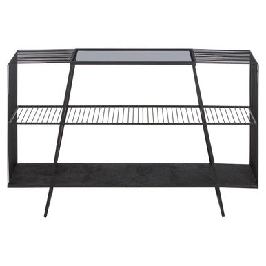 Grey Glass and Black Finish Wireframe Console Table