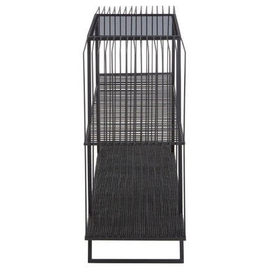 Grey Glass and Black Finish Wireframe Console Table
