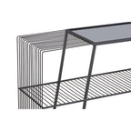 Grey Glass and Black Finish Wireframe Console Table