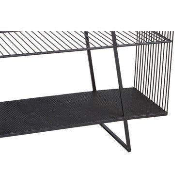 Grey Glass and Black Finish Wireframe Console Table