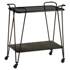 Grey Glass and Black Finish 2 Tier Drinks Trolley