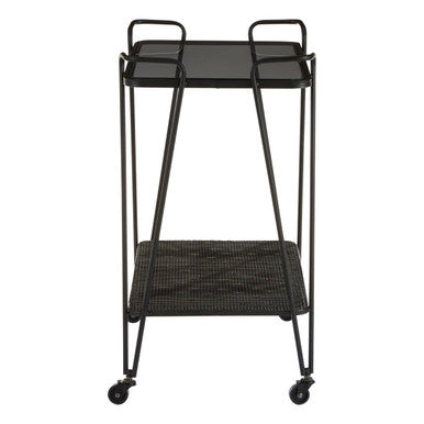 Grey Glass and Black Finish 2 Tier Drinks Trolley