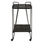 Grey Glass and Black Finish 2 Tier Drinks Trolley