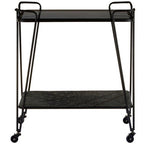 Grey Glass and Black Finish 2 Tier Drinks Trolley