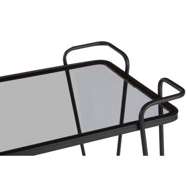 Grey Glass and Black Finish 2 Tier Drinks Trolley