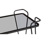 Grey Glass and Black Finish 2 Tier Drinks Trolley