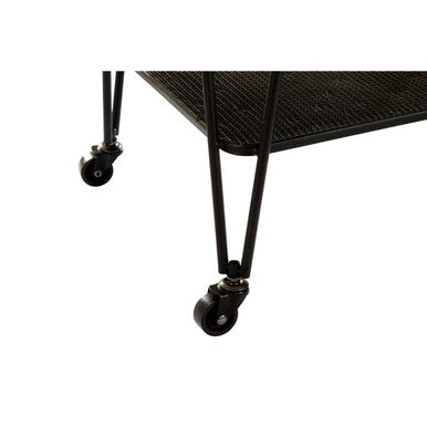 Grey Glass and Black Finish 2 Tier Drinks Trolley