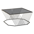 Grey Glass and Black Finish Wireframe Coffee Table
