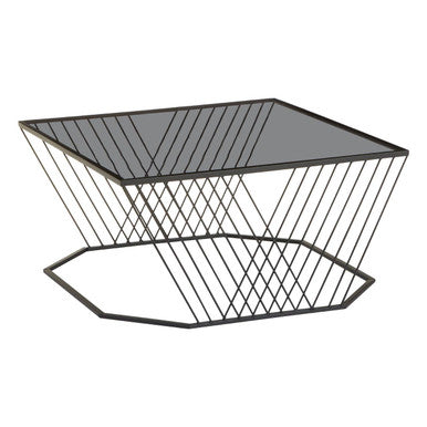 Grey Glass and Black Finish Wireframe Coffee Table