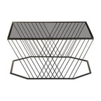 Grey Glass and Black Finish Wireframe Coffee Table