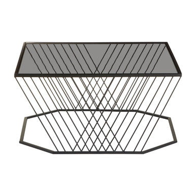 Grey Glass and Black Finish Wireframe Coffee Table
