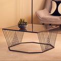Grey Glass and Black Finish Wireframe Coffee Table