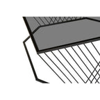 Grey Glass and Black Finish Wireframe Coffee Table