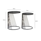 Grey Glass and Black Metal Set of 2 Nesting Side Tables
