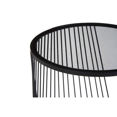 Grey Glass and Black Metal Set of 2 Nesting Side Tables